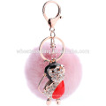 Customized color fur pom poms/rabbit fur keychain/fur ball keyrings